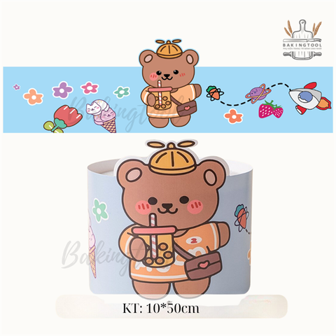 Quấn bánh giấy 1/6 GẤU NÂU (Set 10 tờ)