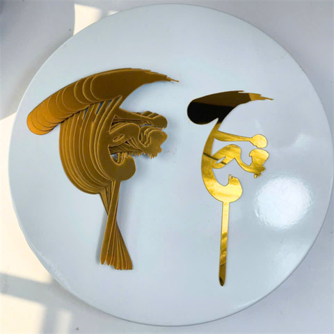 Set 10 topper mica chữ TÀI màu vàng