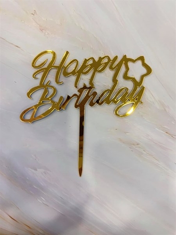 Topper mica HPBD sao vàng