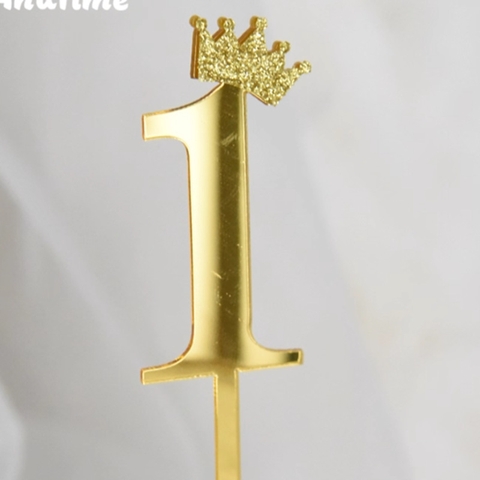 Topper mica số 1 vương miện vàng loại to đẹp