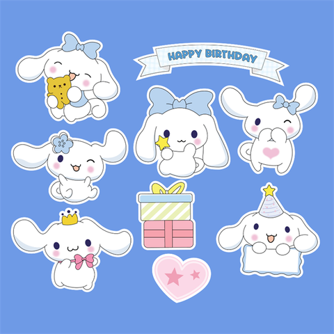 Set que giấy HPBD Cún trắng tai dài + Hộp quà