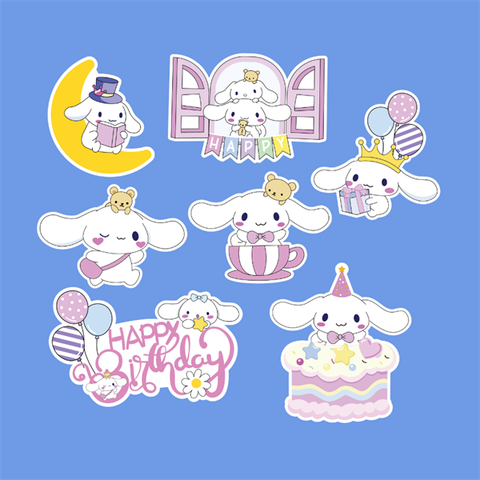 Set que giấy HPBD Cún trắng tai dài + Cửa số HAPPY