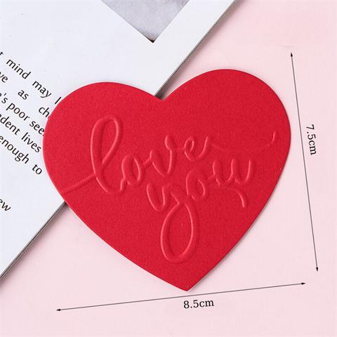 SET 5 tag tim giấy LOVE YOU dập nổi màu ĐỎ