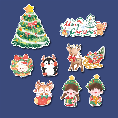 Set que giấy noel-MC tuần lộc kéo xe quà (combo 2)