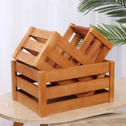 Khay hộp gỗ pallet size nhỏ 20*30*16cm - NÂU