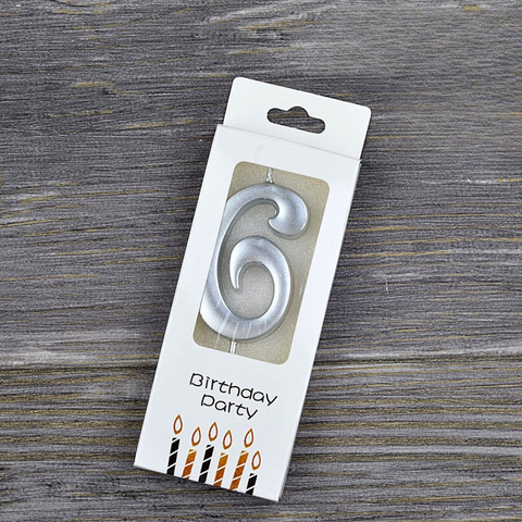 Nến số nhũ bạc 6