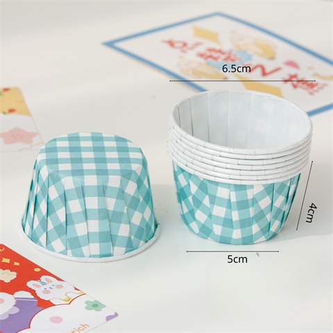 Set cốc cupcake giấy kẻ XANH DƯƠNG lốc 100c