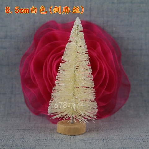 MC - Set 5 Cây thông TRẮNG NGÀ đế GỖ 8,5CM