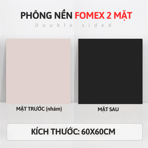Tấm phông nền fomex hai mặt 60*60cm - ĐEN + KEM (nhám)