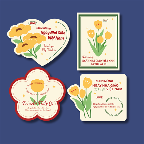 20/11-set que giấy tag hoa tuylip VÀNG (combo 2)