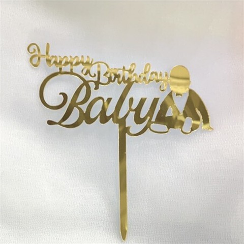 Topper mica HPBD baby BOY VÀNG