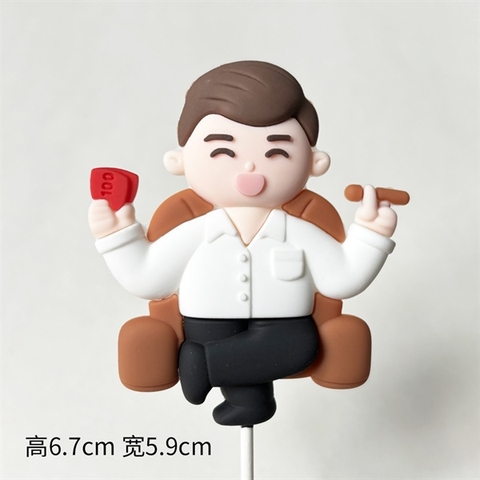 Kute NHỰA DẺO boss ÁO TRẮNG ngồi ghế cầm TIỀN ĐỎ + THUỐC LÁ