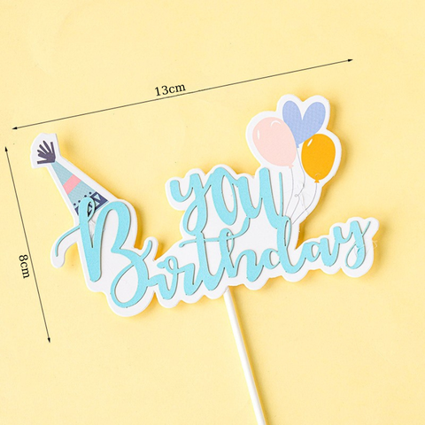 Que cắm You Birthday bóng bay+mũ xanh