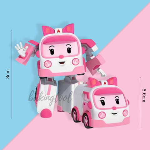 Đồ chơi trang trí xe Cảnh sát biến hình HỒNG + TRẮNG