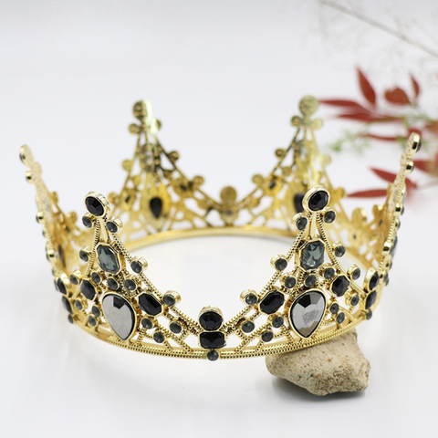 Vương miện VÀNG NHỰA đá đen 12.5cm*6cm