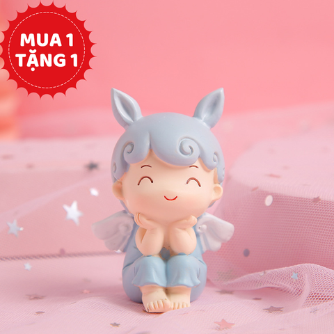 OD-bé trai thiên thần chống cằm tai thỏ xanh