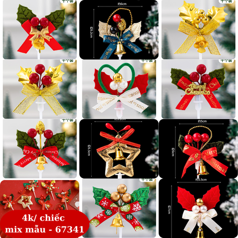 MC - Que cắm noel cupcake lá mix mẫu