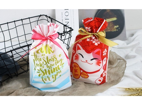 Túi buộc dây kẻ XANH-HỒNG