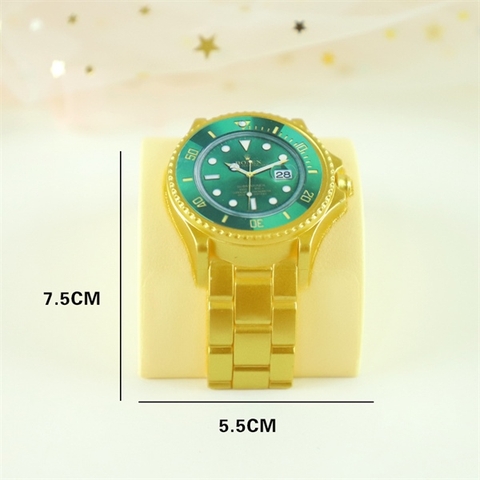 Trang trí đồng hồ VÀNG mặt xanh lá