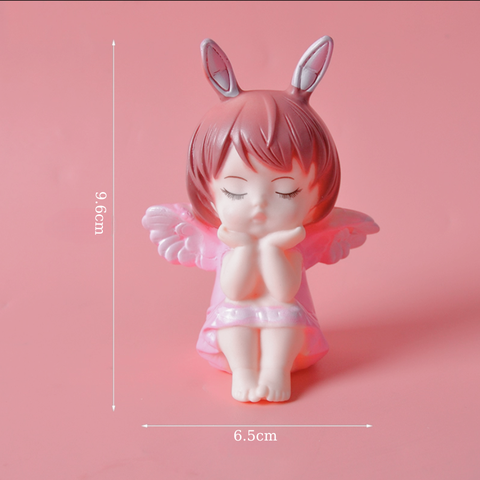 Đồ chơi trang trí bé thiên thần Tai thỏ HỒNG NHỰA