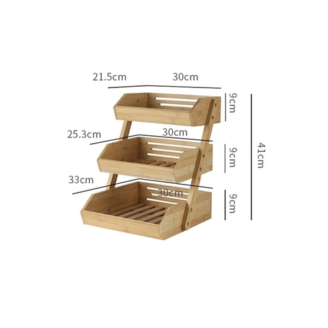 Kệ gỗ thực phẩm nhà bếp 3 tầng 41cm