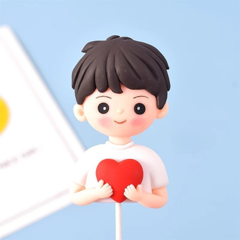 Que SLC kute Bé trai ÁO TRẮNG ôm tim