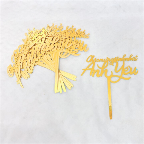 Topper mica Set 10 que Chúc mừng SN ANH YÊU VÀNG