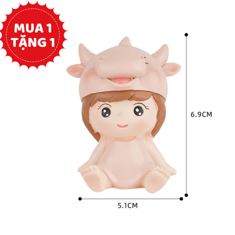 Bé trâu sứ màu hồng