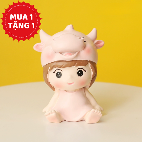 Bé trâu sứ màu hồng