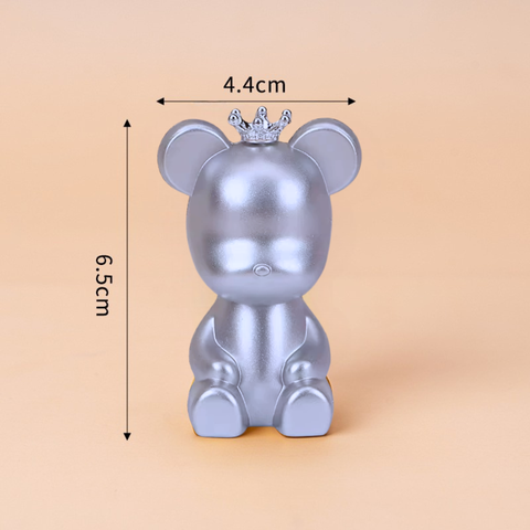 Trang trí gấu nhựa BẠC vương miện