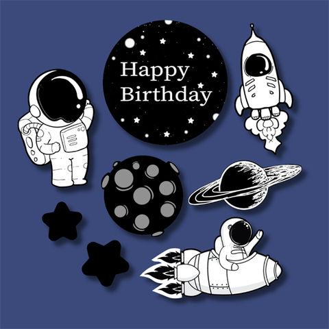 Set que giấy vũ trụ+phi hành gia đen(combo2)