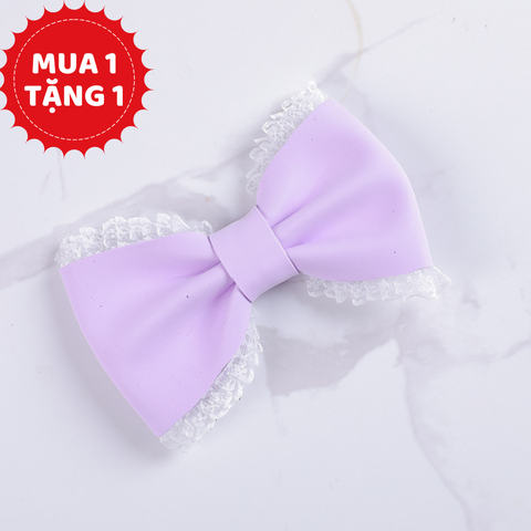 Que nơ xốp viền ren TÍM-SALE