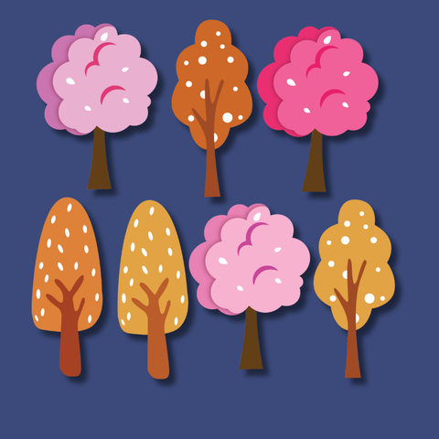 Set que giấy - 7 cây tán MIX HỒNG + CAM