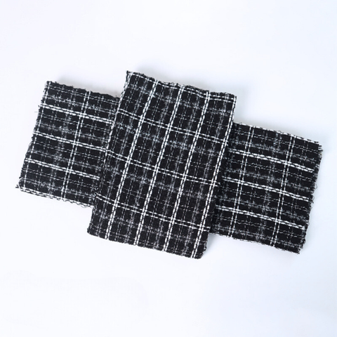 Vải dệt kim tuyến quấn bánh họa tiết CARO ĐEN 50CM*1.5M