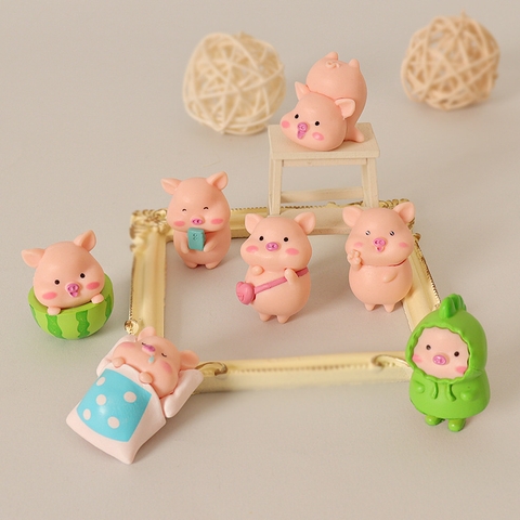 Trang trí set 7 bé lợn(nhựa đặc)