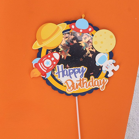 Que biển hiệu vũ tru hành tinh HPBD (kim tuyến sao) 3D