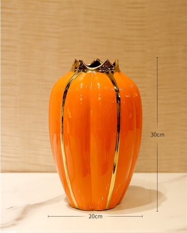 Bình hoa phú quý CAM dáng bầu size to 30*20cm