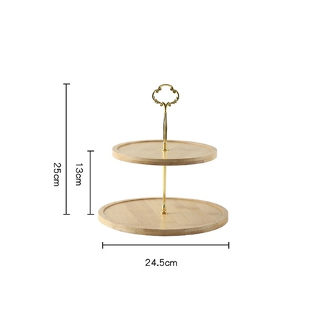 Cakestand gỗ tròn 2 tầng (19,5-24,5cm)