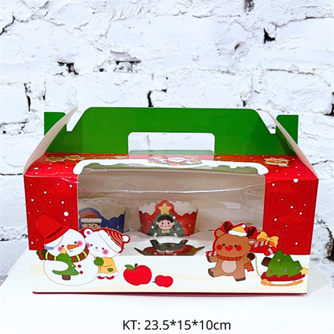 SET 5 HỘP cupcake MC NOEL 6 bánh có quai xách