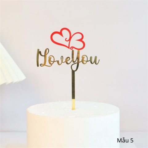 Topper mica 2 lớp I love you 2 tim lồng MẪU 5
