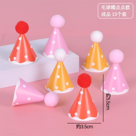 Set Mũ mini chop bông gấu CHẤM BI gắn sẵn 15C