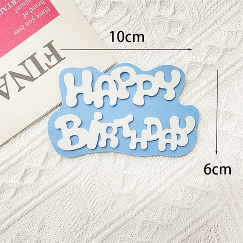 Que cắm XỐP chữ HPBD nền XANH DƯƠNG chữ TRẮNG 10*6CM