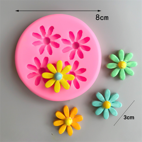 Khuôn f 4 bông hoa cúc 8 cánh dài