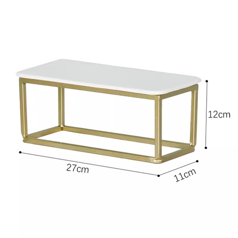 Khay sứ khung đế hợp kim bày tiệc 27*11*12cm