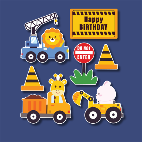 Set que giấy HPBD Thú công trình (combo2)