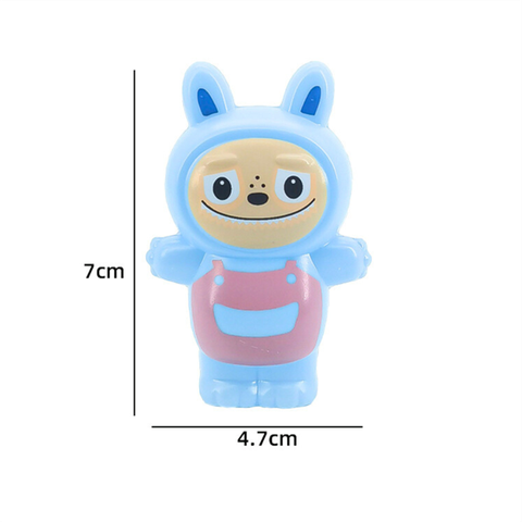 Đồ chơi LABUBU MÀU XANH DƯƠNG yếm HỒNG nhựa