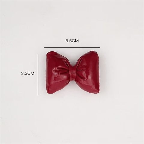 Nơ DA NHỒI BÔNG màu ĐỎ ĐÔ 5.5*3.3CM