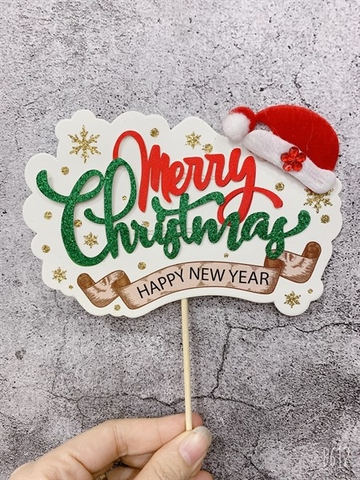 Que cắm noel MC+HPNY mũ đỏ