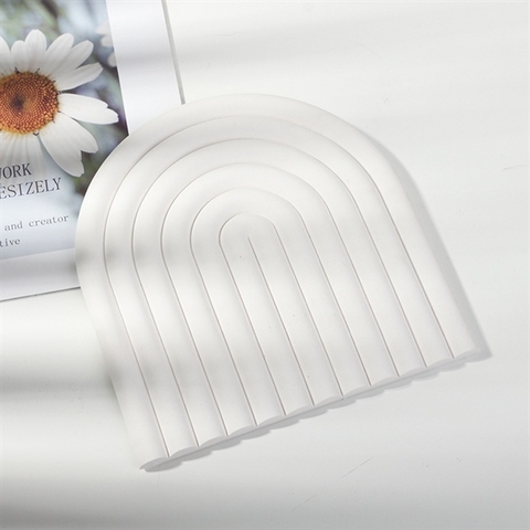 Khay cầu vồng thạch cao trung dáng vuông trắng sứ 14*14cm
