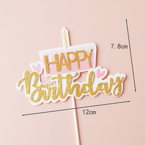 Que cắm HPBD bánh + Nến sinh nhật chữ NHŨ VÀNG